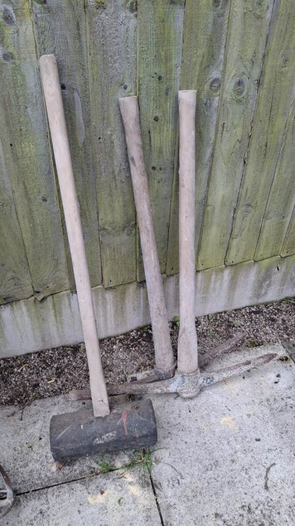 Selection of pick axes and rubber maul