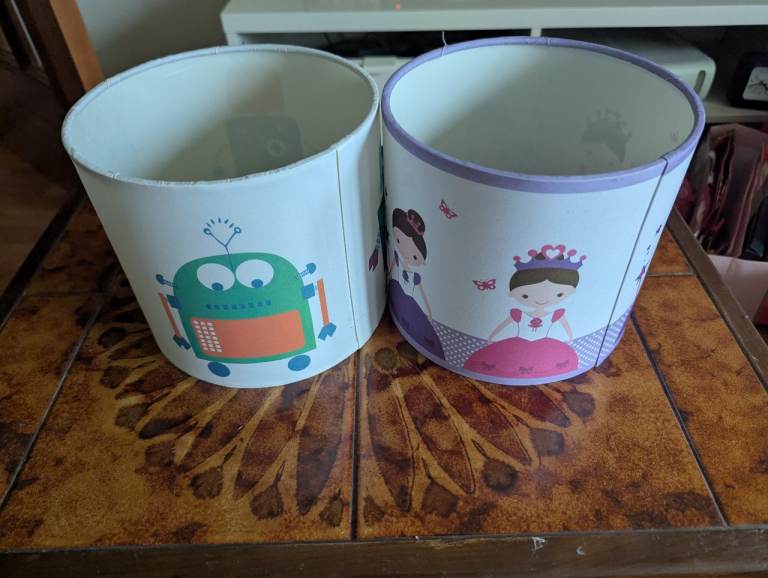 Pair of Kids Lampshades - Robot and Princess Design