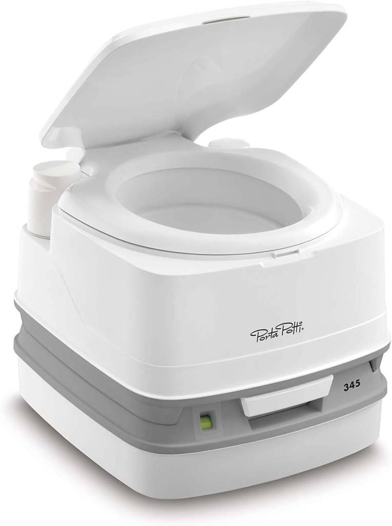 Thetford 92814 Porta Potti 345 Portable Toilet, White-Grey, Waste Tank Level Indicator New In Box
