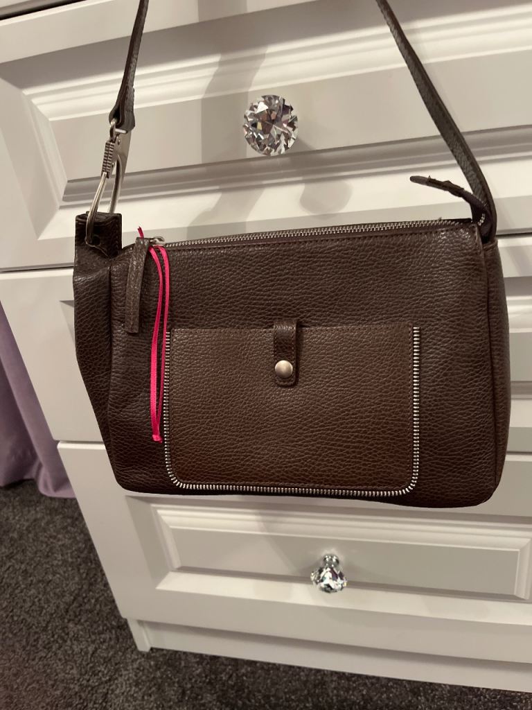 Dark Brown Real Leather Handbag