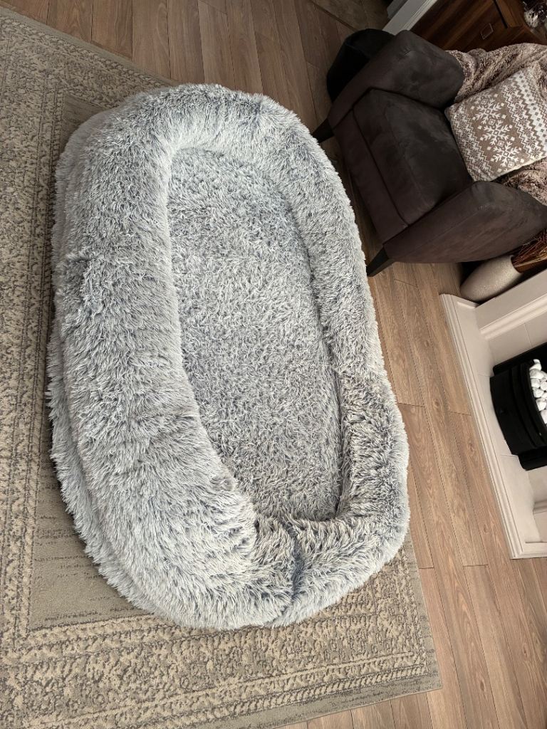 Grey human pet bed