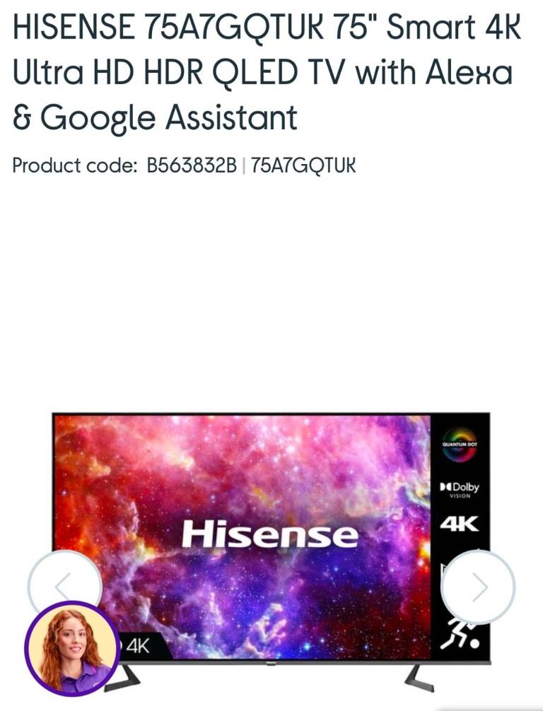 Hisense 75" 4k QLED smart tv _ can deliver
