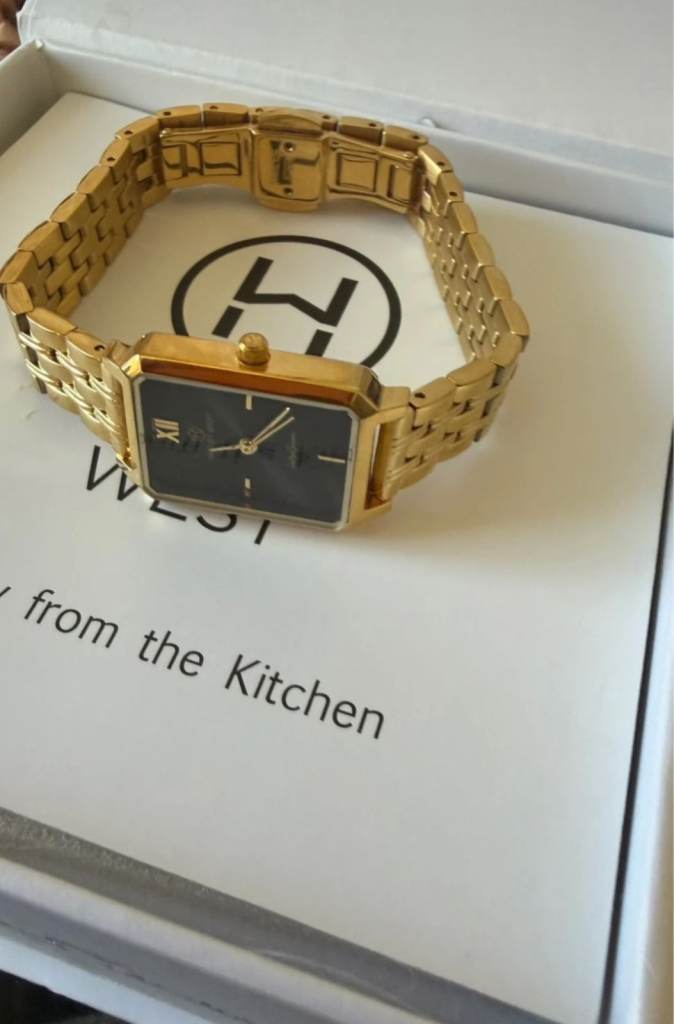 Hagley West Gold Rectangular Watch – Brand New in Box