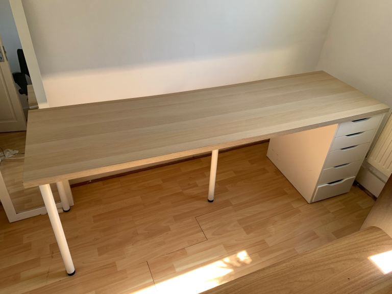 Extra long IKEA Desk with Drawers and Legs - Good Condition