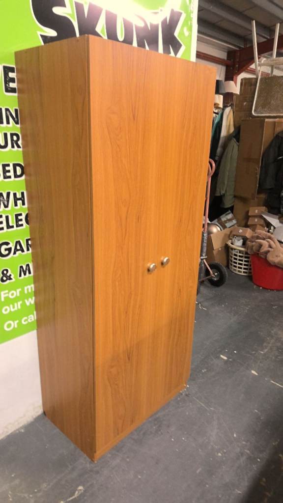 vintage single wardrobe with a rail and adjustable shelves