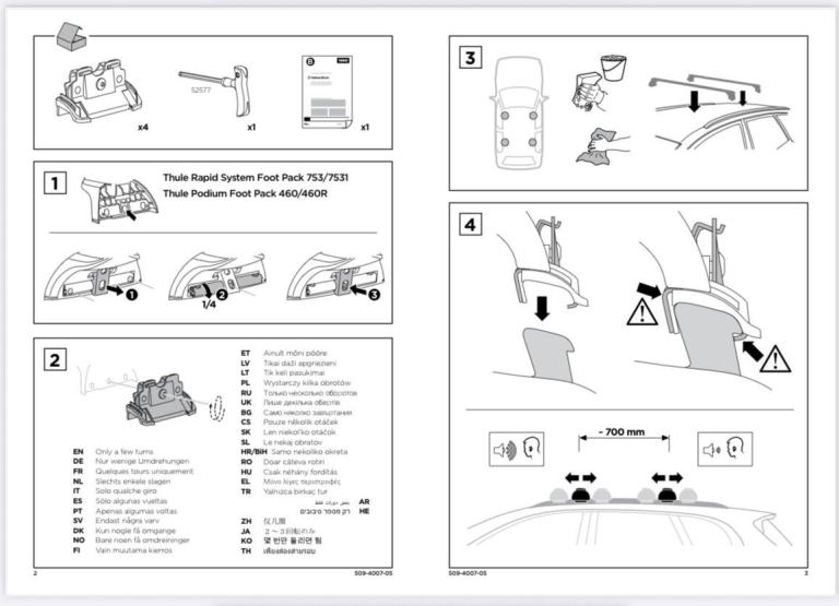 Thule roof bar fitting kit 4007. 