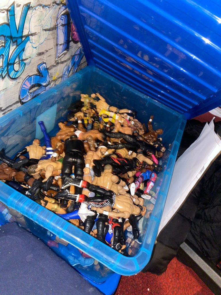 Selling used wrestling action figures for 250-300 pound 