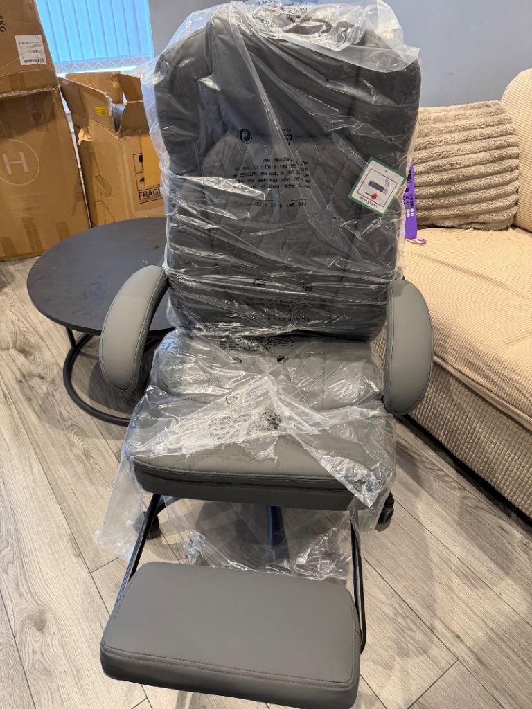 Brand New Grey Office Chair with Footrest