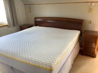 BED END AND TWO BEDSIDE TABLES 