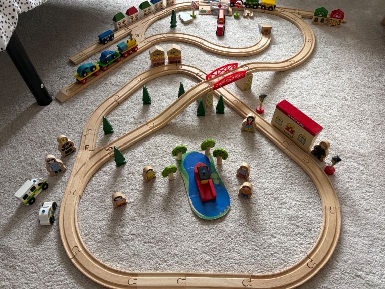 Wooden toy train set