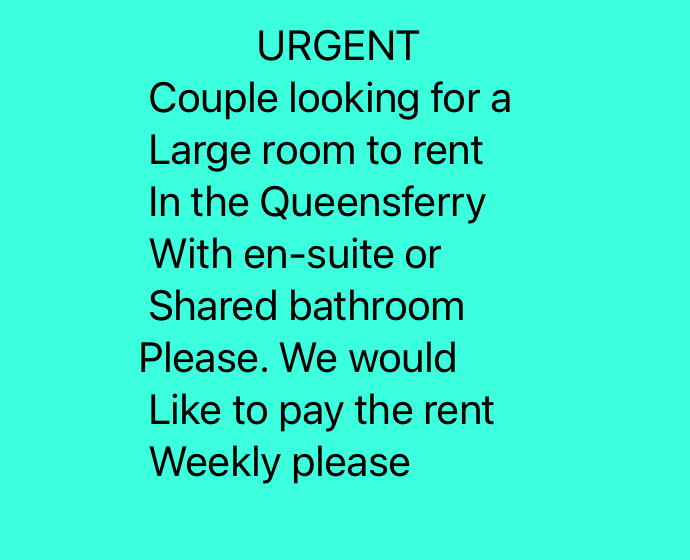 URGENT - Couple looking for a room to rent or a studio flat to rent please.