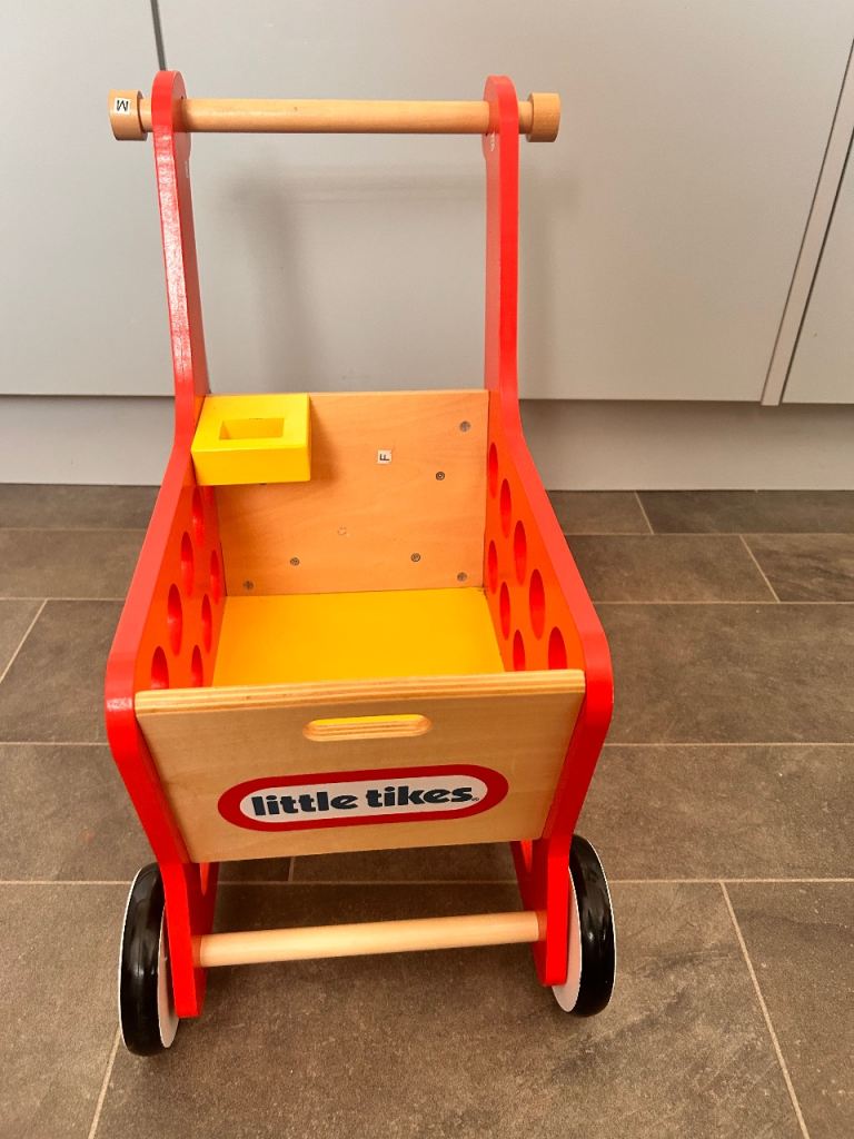 Little Tikes Wooden Shopping Trolley Toy – Red, Good Condition
