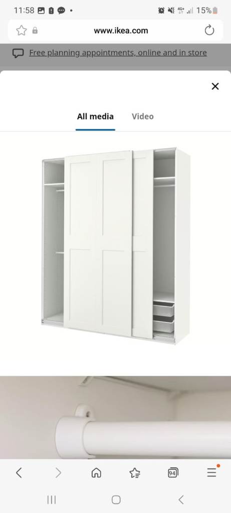 New sliding doors wardrobe,  Ikea pax with accessories