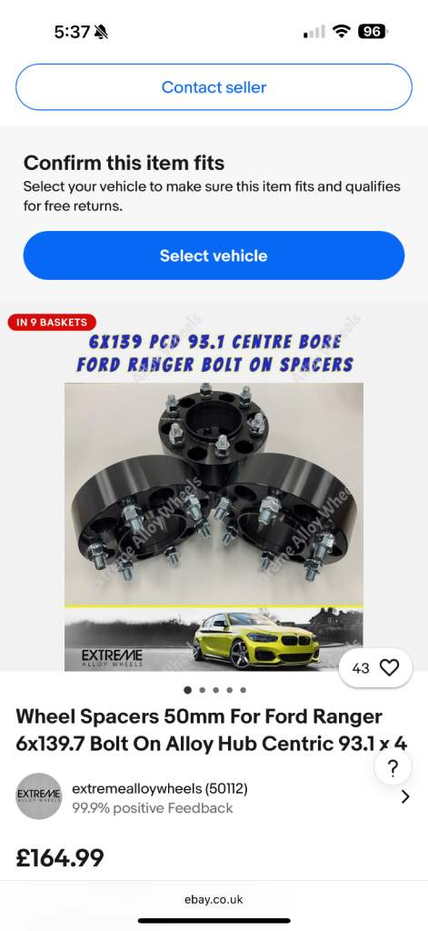 Ranger wheel spacers