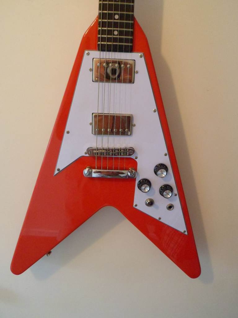 image for **GREAT  FLYING  'V'  GUITAR/ V SHAPED  BAG **