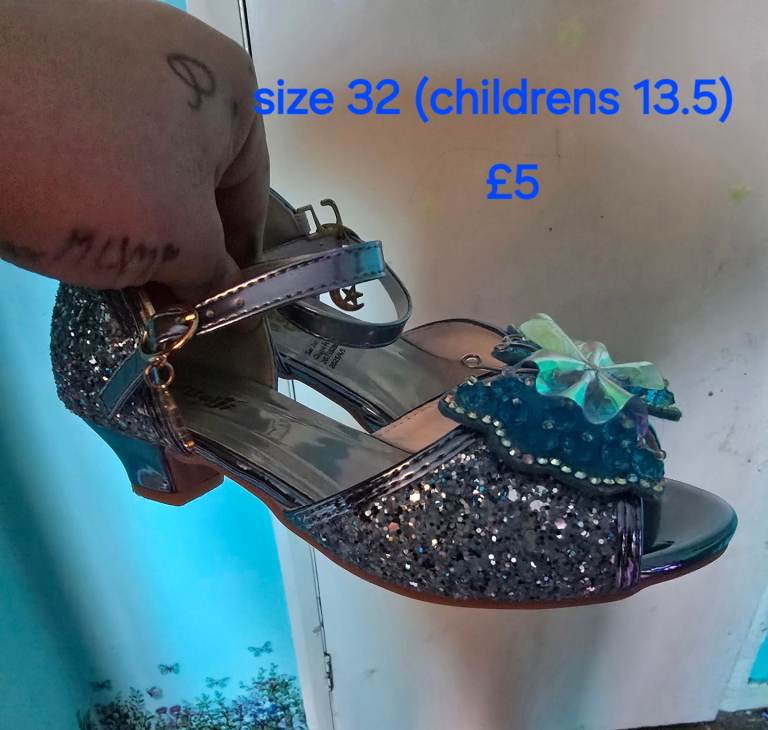 Girls 13.5 blue sparkly shoes 