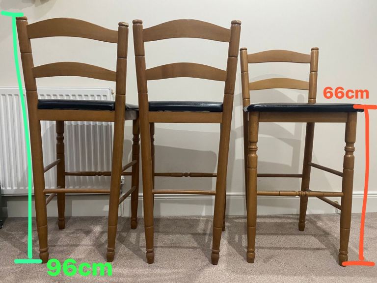 3 Wooden Bar Stools