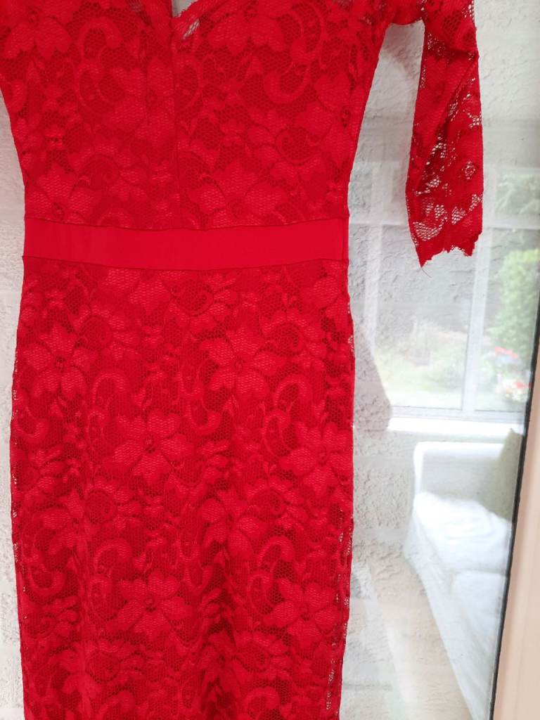  Size 10 Red lace jane norman evening /party long dress