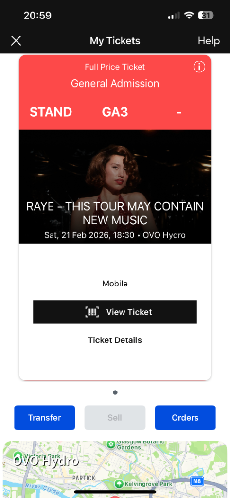 RAYE Standing Ticket, Saturday 21st February