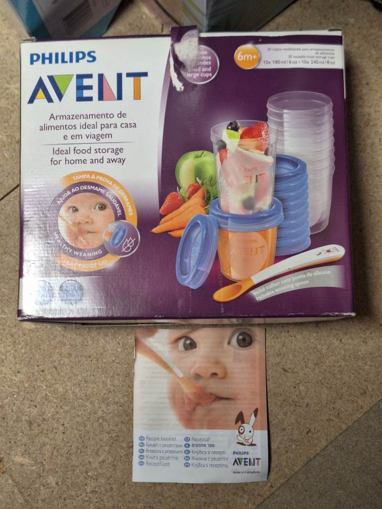 Philips Avent Baby Food Storage Pots & Spoons with Recipe Book