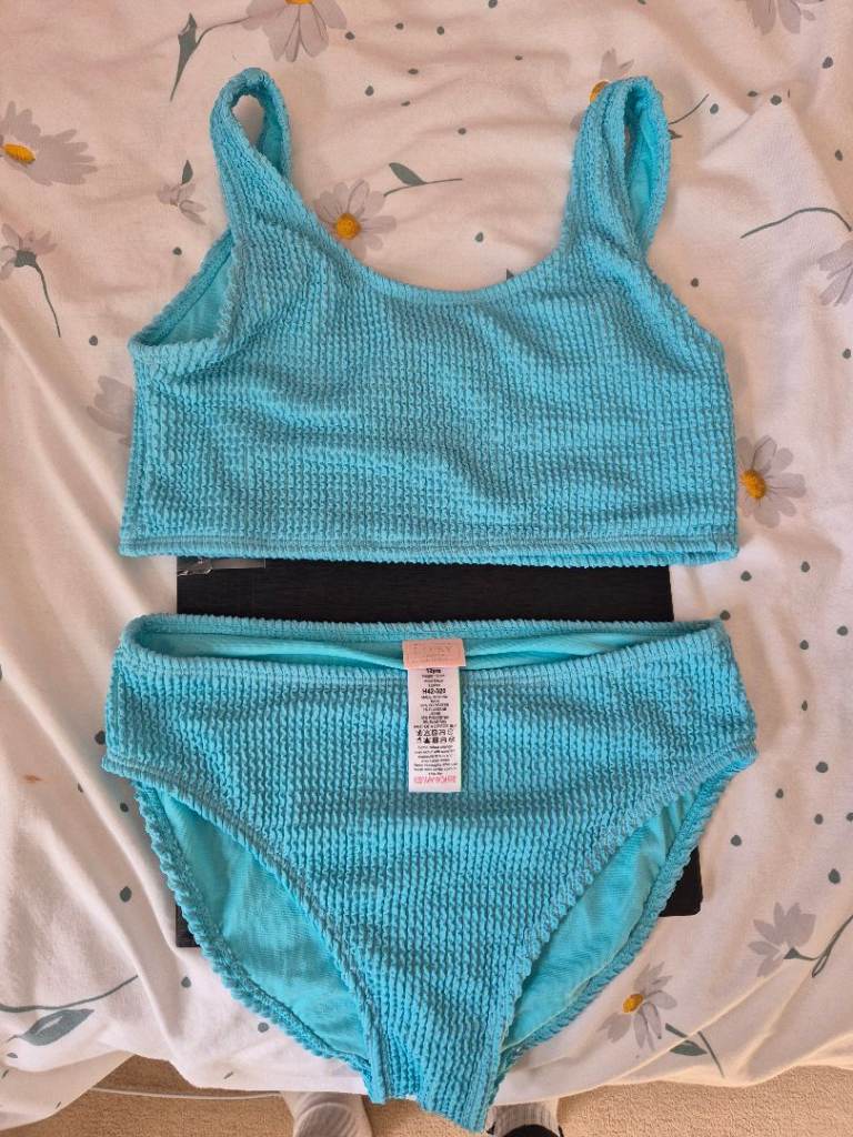 Blue Ribbed Bikini Two-Piece Swimwear – Size S, As Good As New