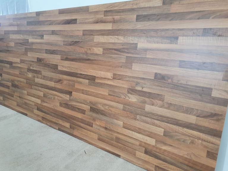 Wren Laminate Kitchen Worktop&TekWall/Splashback in Light Walnut Block Effect-new & priced to clear