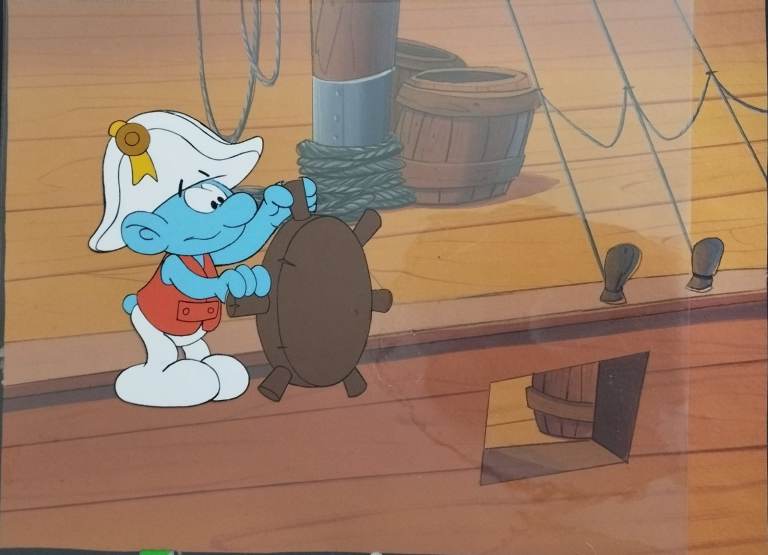 Original Production multilayer Cel and Background of THE SMURFS (1981) from Hanna-Barbera  Studios