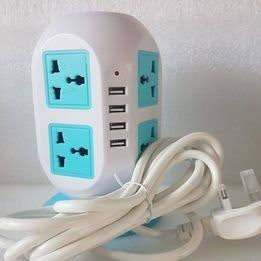 BRAND NEW 8 Gang Universal Extension Lead 3M, 4 USB plugs fits UK, EU, USA, ASIA Sockets