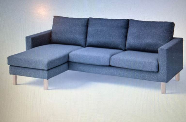 EXCELLENT CONDITION IKEA 3 SEATS SOFA WITH CHAISE LONGUE 