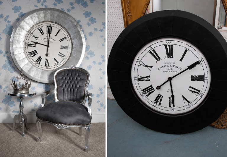 110cm Diameter Cafe De La Tour Wall Clocks - Black or Silver £50 Each