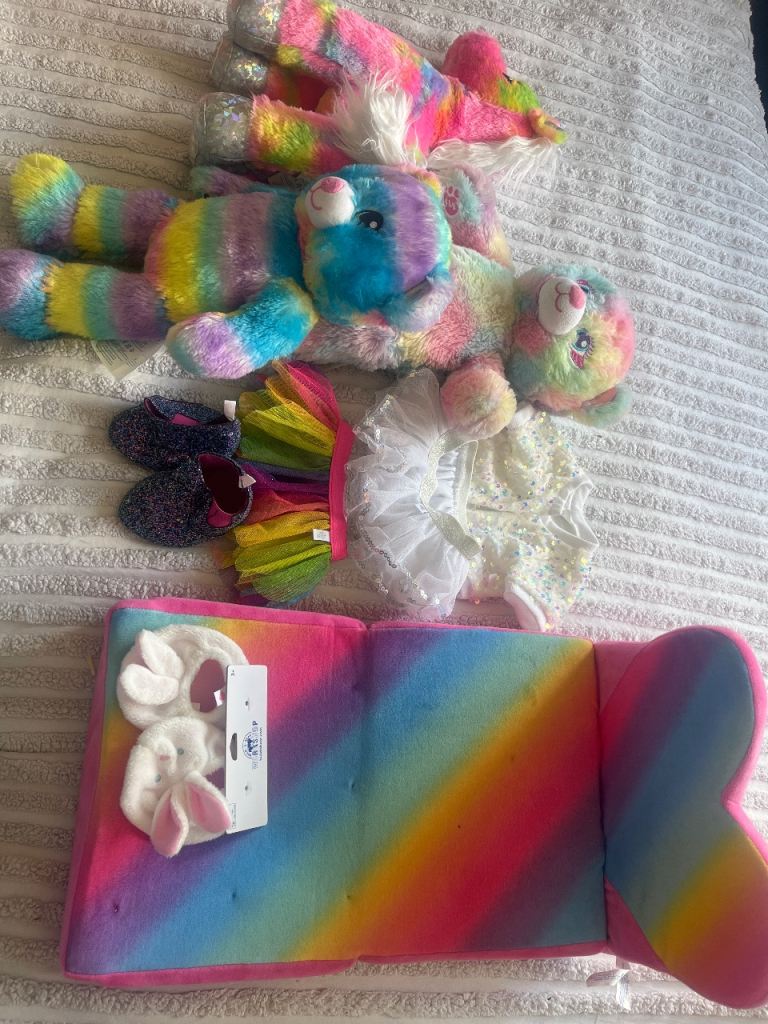 Build a bear Plush Toys, fold up bed and outfits 