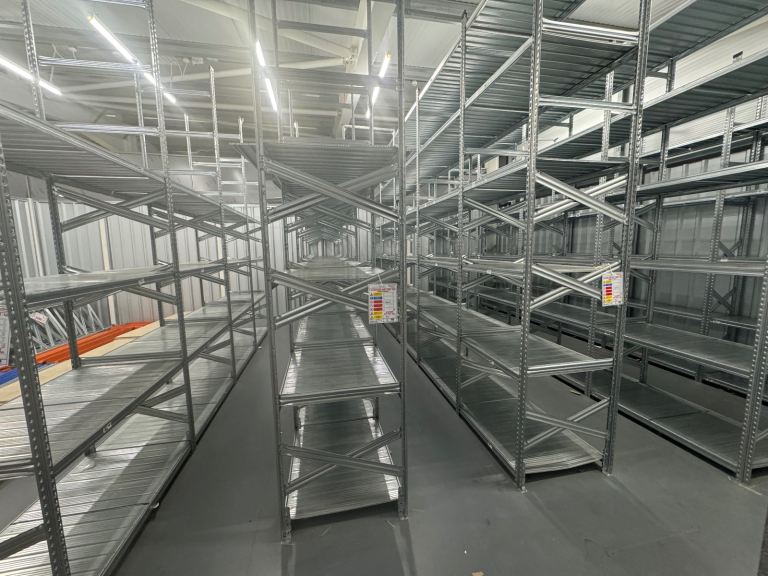Industrial Panel shelving, stockroom, warehouse, shop display racking