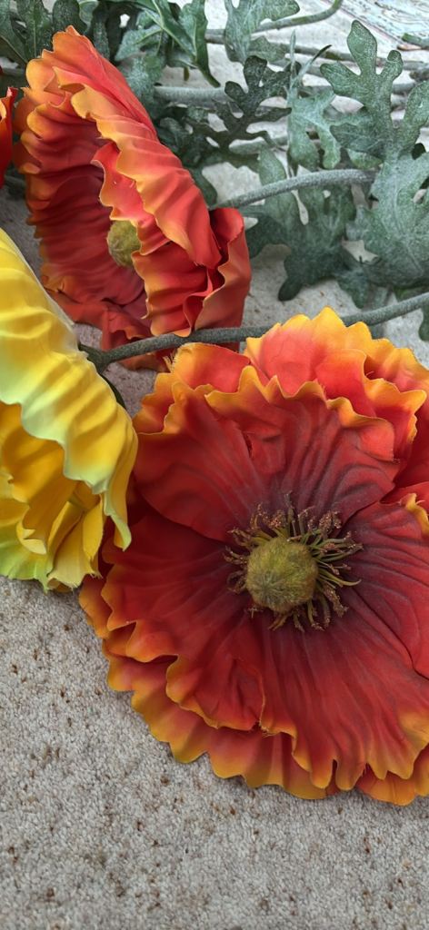 Eight Giant Faux Poppies