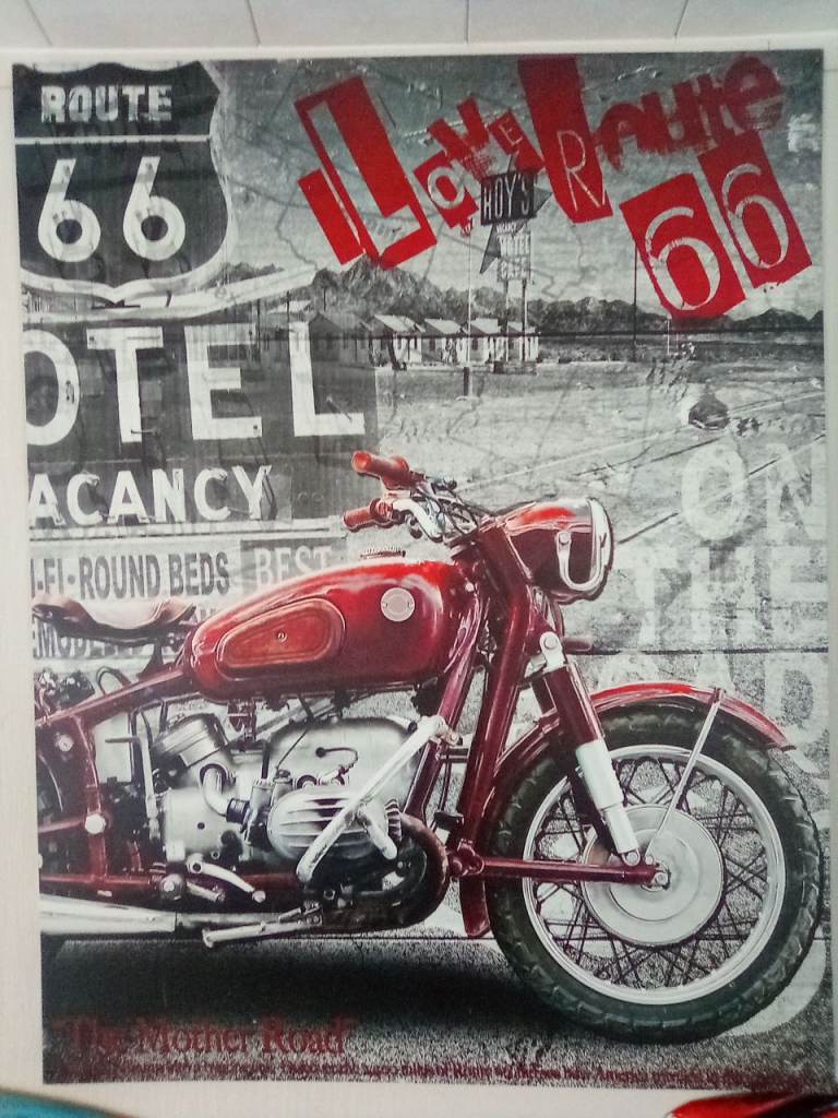 Route 66 Motorcycle Wall Art Canvas – Good Condition