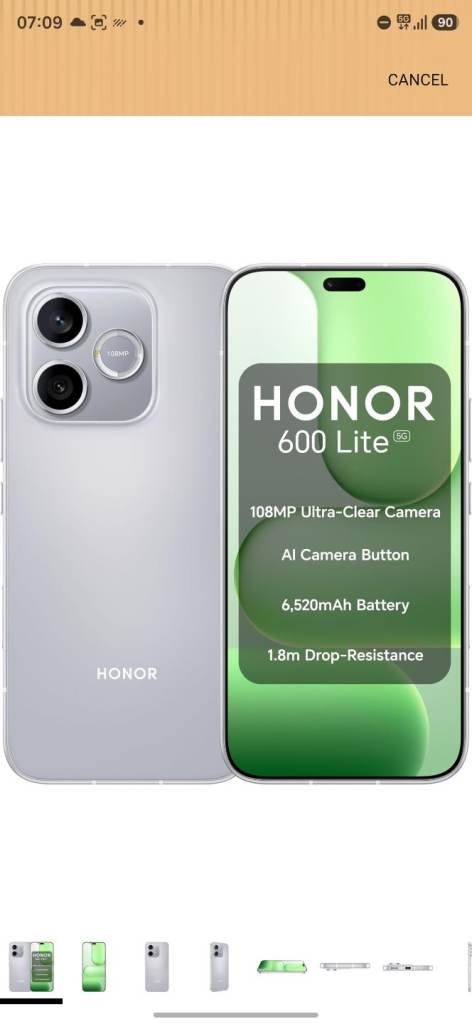 HONOR 600 Lite 5G 256GB Unlocked - Brand NEW Silver
