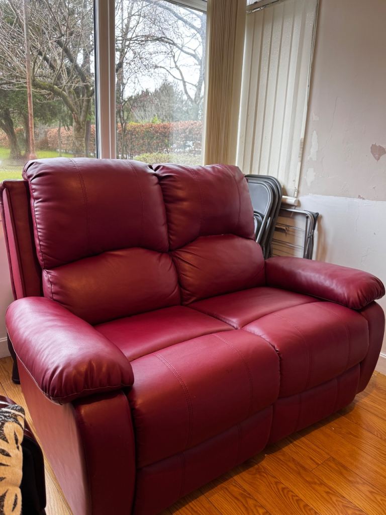 Red Leather Recliner Sofa
