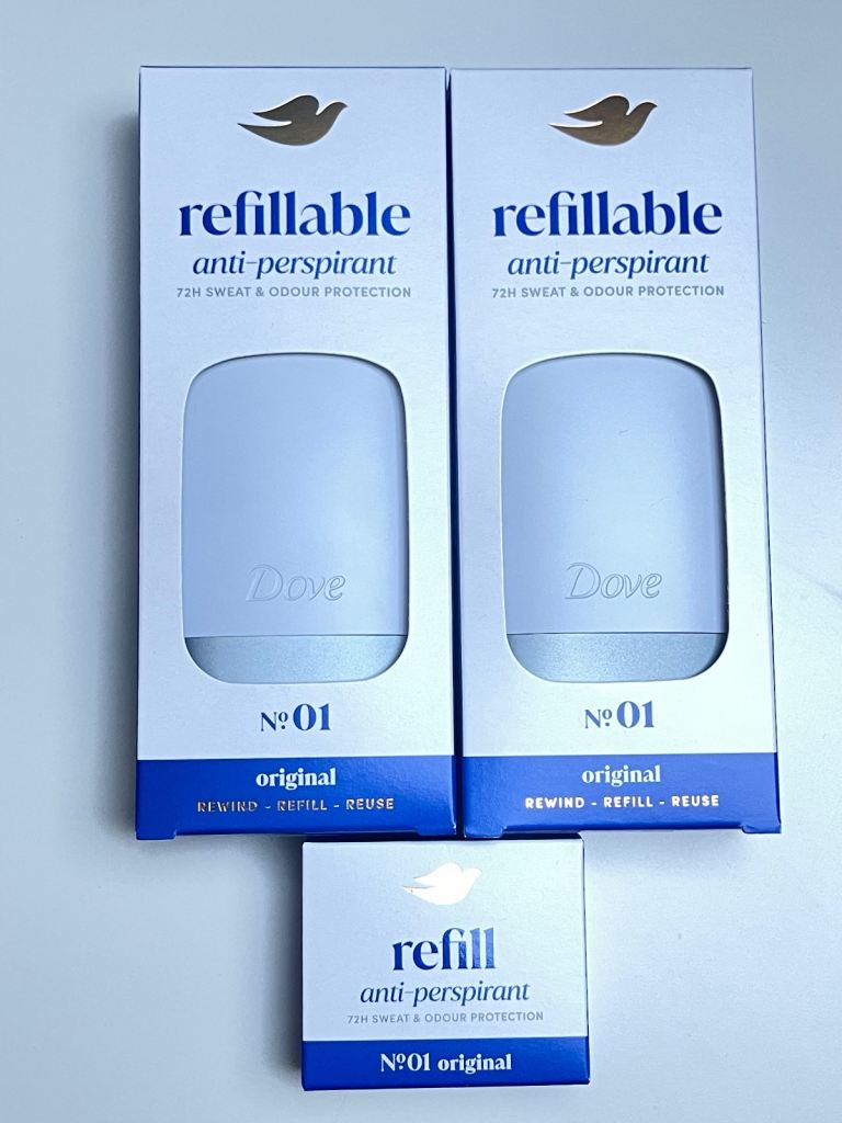 Dove - brand new - 2 x refillable antiperspirants and refill