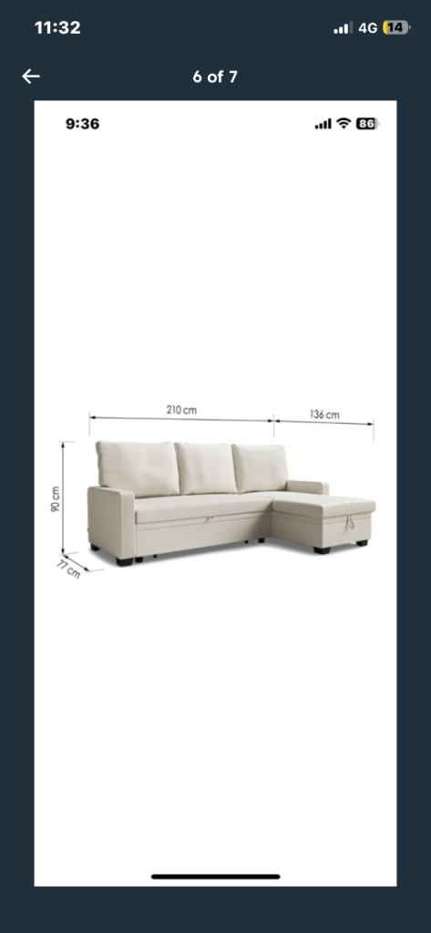 Brand new in box sofa bed L shaped 