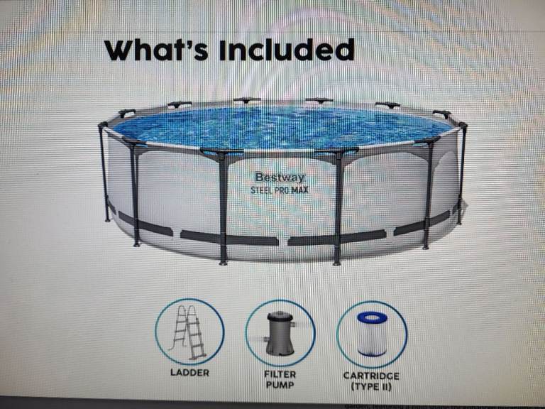 10ft Bestway steel promax swimming pool in good condition+ waterpump+filter+ solar pool cover+ steps