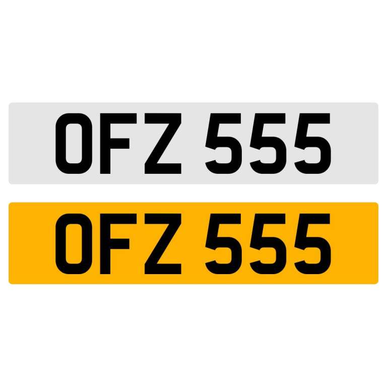 OFZ 555 NUMBER PLATE NUMBERPLATE REGISTRATION CHERISHED DATELESS NORTHERN IRISH NI