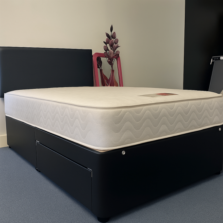 Stylish Divan Bed with Storage Drawers and Mattress Options Available for Single, King