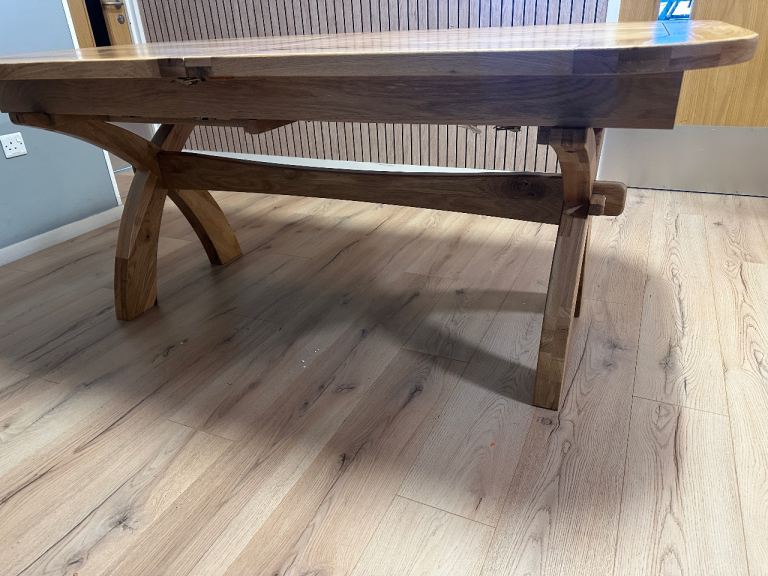 Oak Furnitureland - Hercules Solid Natural Oak Extending 10 or 12 Seator Dinning Table