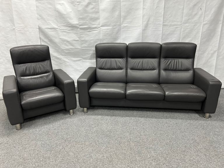 Ekornes Stressless Wave leather 3+1 recliner suite U.K. delivery available 