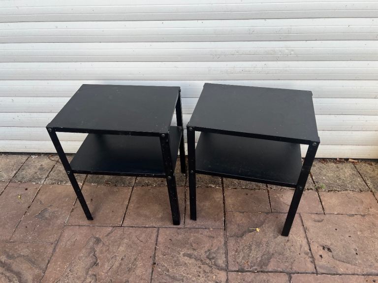 2 x  Ikea KNARREVIK Bedside table, black, 37x28 cm