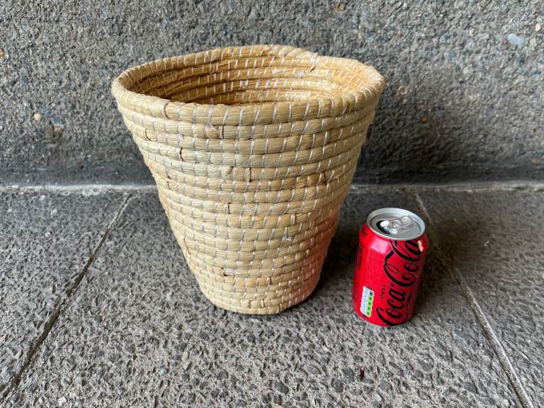 Straw bin paper rubbish trash can waste plant basket rustic boho Scandi Japandi home office