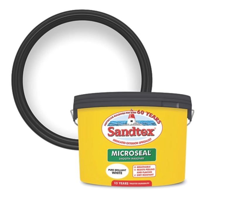 2x Sandtex Microseal Pure brilliant white Ultra smooth Masonry paint, 10L 