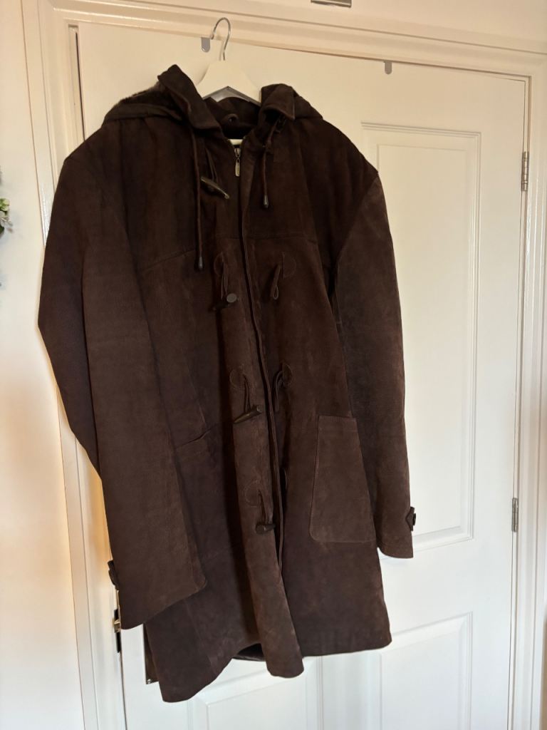 Vintage Ben Sherman 2XL Leather Duffle Coat - Removable Hood- VGC