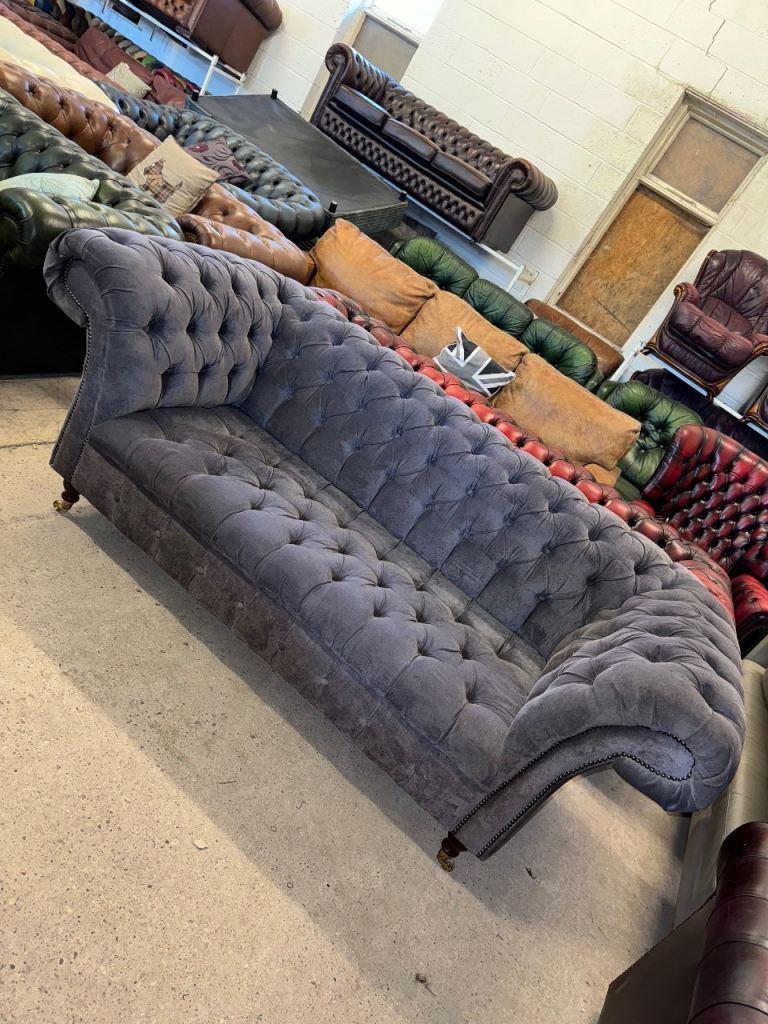 Oswald & pablo chesterfield grey fabric 3 seater sofa