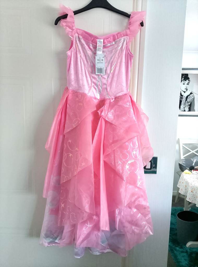 New Girls Pink Dressing Up Dress Costume with Headband