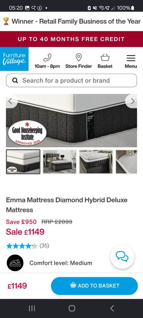 NEW BOXED 5ft kingsize Emma Diamond hybrid deluxe mattress